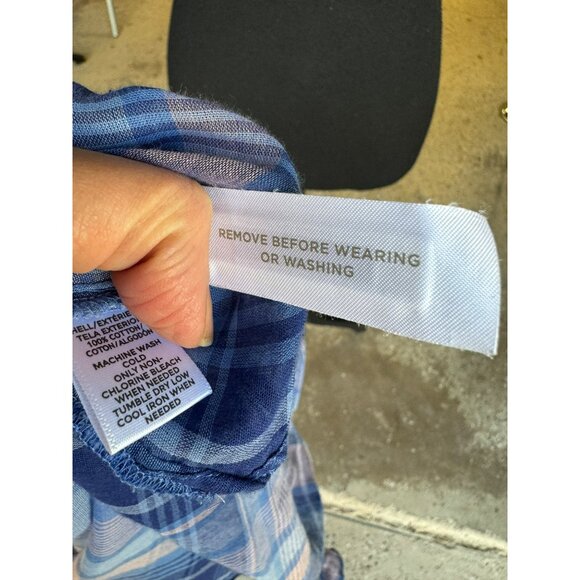 Softened Loft Semi Sheer Plaid Shirt Top XL Blue Pink Cotage Core Artsy Cotton - Picture 9 of 9